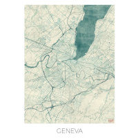 Mapa Geneva, Hubert Roguski, (30 x 40 cm)