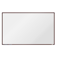 boardOK Bílá magnetická tabule s emailovým povrchem 200 × 120 cm, hnědý rám