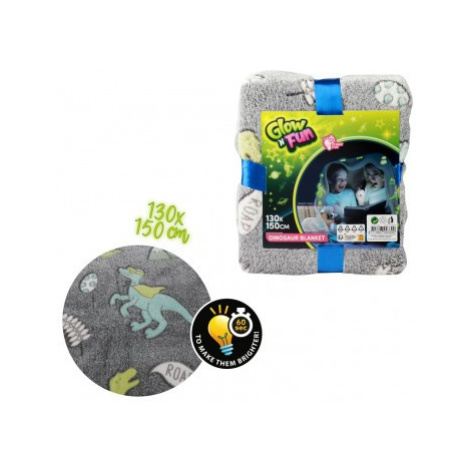 Deka Dinosaurus svítící ve tmě plyš 130x150cm šedivá Teddies