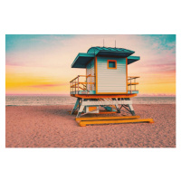 Fotografie Colorful Miami Beach lifeguard tower with, Artur Debat, (40 x 26.7 cm)