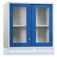 LISTA Nástavná skříň s posuvnými dveřmi, dveře s okénkem, v x š x h 1000 x 1023 x 725 mm, hořcov