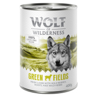 Výhodné balení: Wolf of Wilderness Adult 12 x 400 g - Green Fields - jehněčí