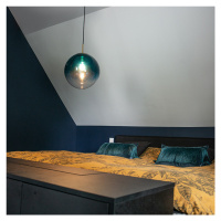 Chytrá závěsná lampa mosaz s oceánově modrým sklem 33 cm včetně Wifi ST64 - Pallon