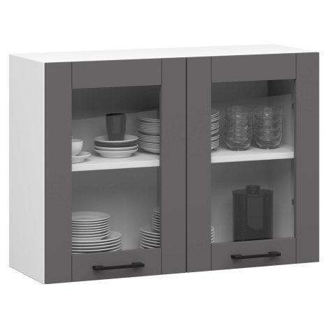 Ak furniture Závěsná kuchyňská skříňka OLIVIE W 80x58 cm bílá mat/grafitově šedá