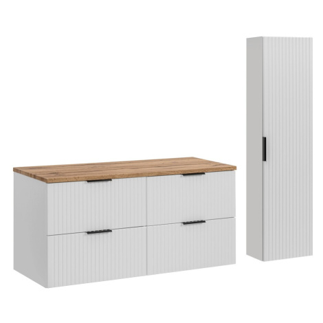 Comad Koupelnová sestava Casad s deskou a skříňkami 120 cm bílá/dub wotan