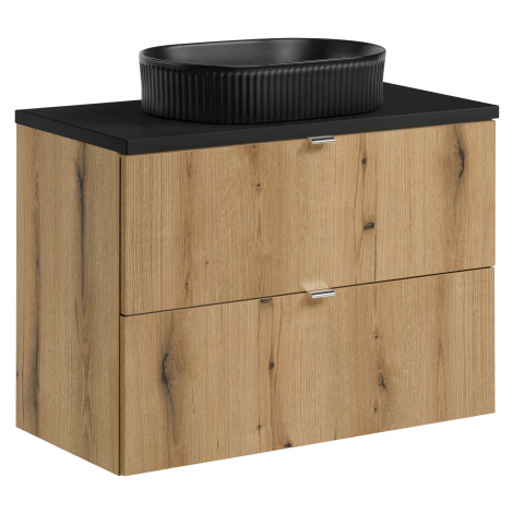 Comad Koupelnová skříňka s deskovým umyvadlem SET-NOA B BLACK 80 dub coast evoke/černá mat