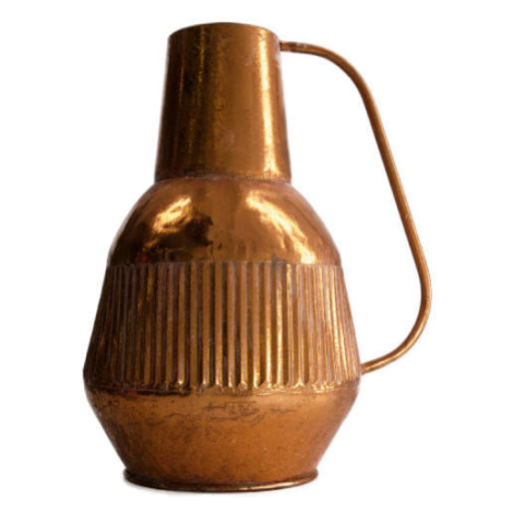 Váza džbán 1 ucho dekor vroubky kov měděná 39cm Dijk