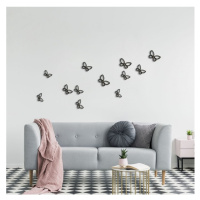 Nástěnná 3D dekorace Crearreda SD Black Metal Butterflies 24007 Černo-stříbrní motýli