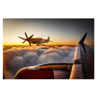 Umělecká fotografie Spitfire close encounter, Peter Vahlersvik, (40 x 26.7 cm)