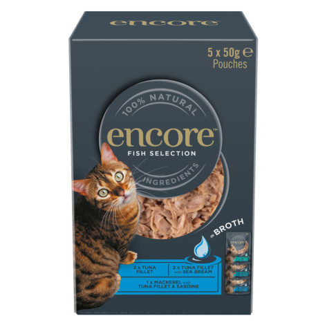 Encore Cat Pouch ve vývaru 10 x 50 g výhodné balení - výběr s rybou (3 druhy)
