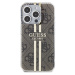 Guess IML 4G Gold Stripe kryt iPhone 15 Pro hnědý