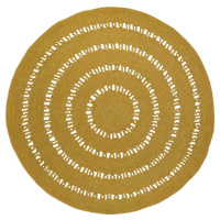 Hořčicově žlutý ručně vyrobený koberec ze směsi vlny a bavlny Nattiot Bibek, ø 110 cm