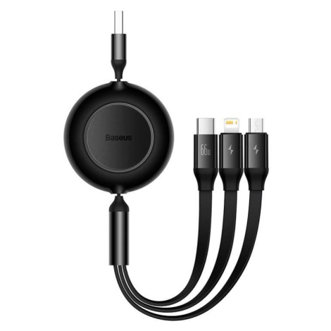 Kabel 3 v 1 Baseus Bright Mirror 3 USB, micro USB / Lightning / USB-C, 66W / 2A, 1,1 m (černý)