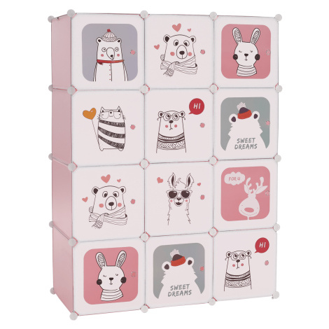 Dětská modulární skříň, růžová / dětský vzor, Nurmi Tempo Kondela