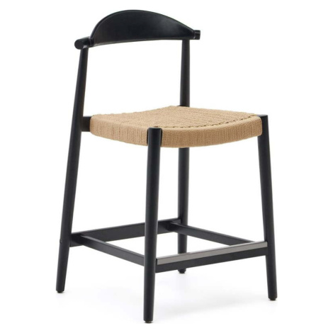 Černá dřevěná zahradní barová židle Nina – Kave Home