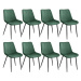 tectake 404932 sada 8 židlí monroe v sametovém vzhledu - černá - černá