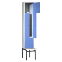 Wolf Šatní Z-skříň s lavicí, v x š x h 2140 x 400 x 500 mm, 2 oddíly, dveře světlá modrá