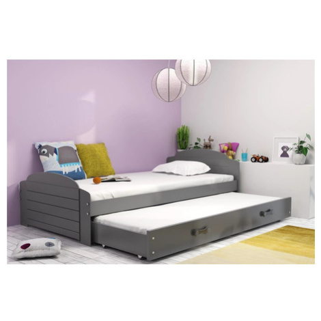 Dětská postel LILI s výsuvným lůžkem 90x200 cm - grafit Šedá BMS