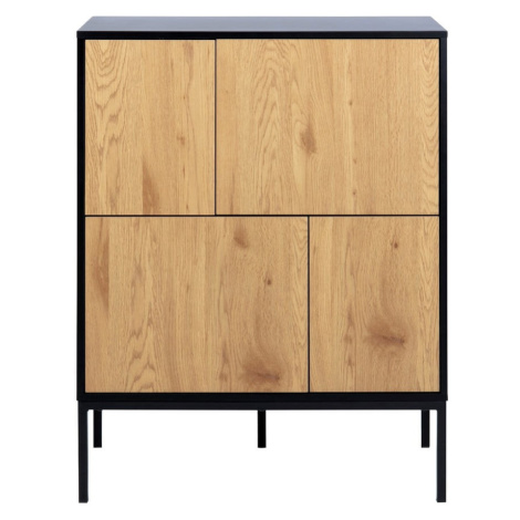 Vysoká komoda v dekoru dubu v černo-přírodní barvě 80x103 cm Seaford – Actona