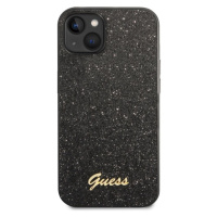 Guess PC/TPU Glitter Flakes Metal Logo kryt iPhone 14 Plus černý