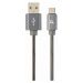 GEMBIRD Kabel USB 2.0 AM na Type-C kabel (AM/CM), 2m, metalická spirála, šedý, blister, PREMIUM 