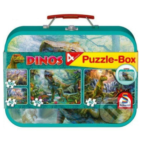 Dinosauři 4v1 (Puzzle v plechovém kufříku) - puzzle z kategorie 60 - 300 dílků Oscar Schmidt