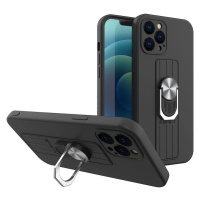 Silikonové pouzdro Ring Case s úchytem na prst a stojánkem pro iPhone 13 mini černé