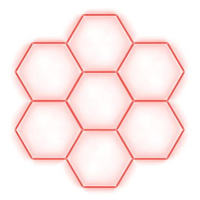 Escape6 Kompletní LED hexagonové svítidlo červené, rozměr 7 elementů 238 × 252 cm