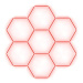 Escape6 Kompletní LED hexagonové svítidlo červené, rozměr 7 elementů 238 × 252 cm
