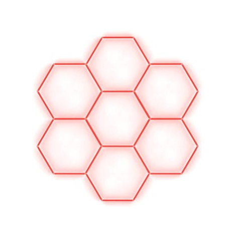 Escape6 Kompletní LED hexagonové svítidlo červené, rozměr 7 elementů 238 × 252 cm