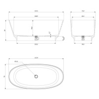 OMNIRES NEO M+ volně stojící vana, 158 x 72 cm bílá lesk /BP/ NEO158WWBP