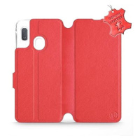 Flip pouzdro na mobil Samsung Galaxy A20e - Červené - kožené - Red Leather