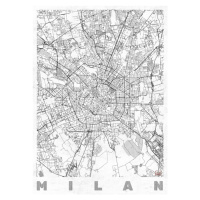 Mapa Milan, Hubert Roguski, 30 × 40 cm