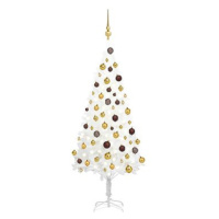 Umělý vánoční stromek s LED diodami a sadou koulí bílý 120 cm