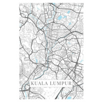 Mapa Kuala Lumpur white, (26.7 x 40 cm)