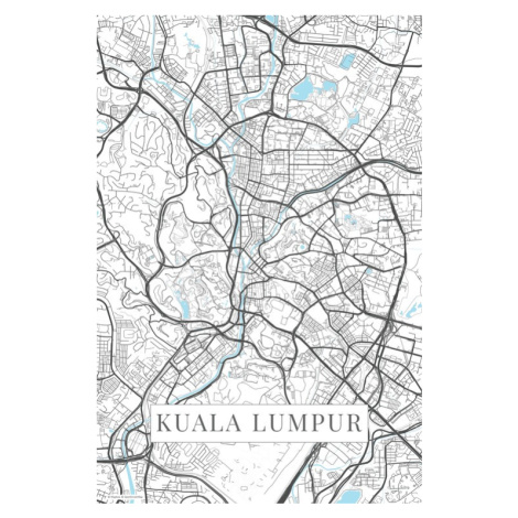 Mapa Kuala Lumpur white, (26.7 x 40 cm)