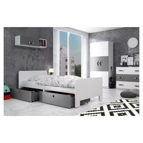 BMS Dětská postel AREK | 80 x 200 cm barevné provedení: Bílá / grafit zásuvky