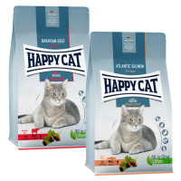 Míchané balení Happy Cat Indoor 2 x 4 kg - hovězí & losos