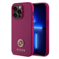 Guess PU 4G Strass Metal Logo Zadní Kryt pro iPhone 15 Pro Pink