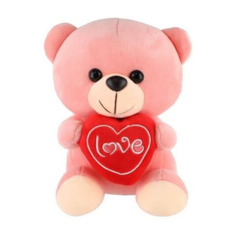 Medvěd/Medvídek sedící se srdíčkem plyš 19cm v sáčku Teddies