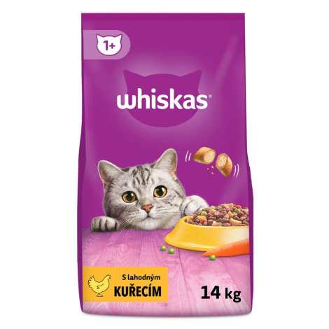 Whiskas granule s kuřecím pro dospělé kočky 2x14kg