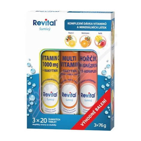 Revital Vitamin C + Multivitamin + Hořčík 3x20 šumivých tablet