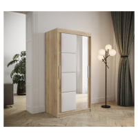 Šatní skříň Abi Tapi 2 Barva korpusu: Dub Sonoma, Rozměry: 100 cm, Dveře: Bílá koženka