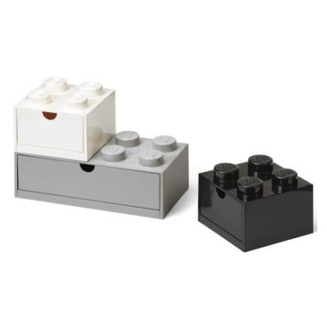 LEGO® stolní boxy se zásuvkou Multi-Pack 3 ks - černá, bílá, šedá