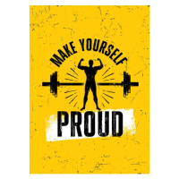 Ilustrace Make Yourself Proud. Strong Workout Fit, subtropica, 30x40 cm