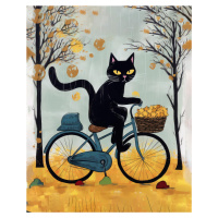 Obrazy na stěnu - Kočka na kole Rozměr: 40x50 cm, Rámování: bez rámu a bez vypnutí plátna