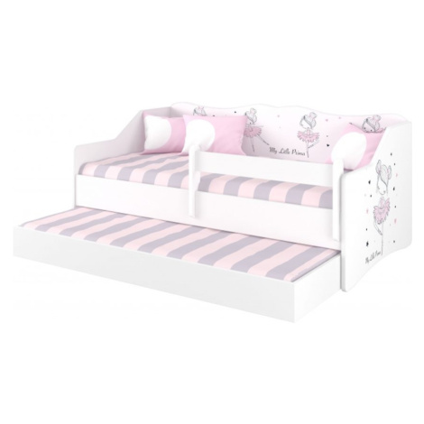 BabyBoo Dětská postel s výsuvnou přistýlkou 160 x 80 cm - Baletka