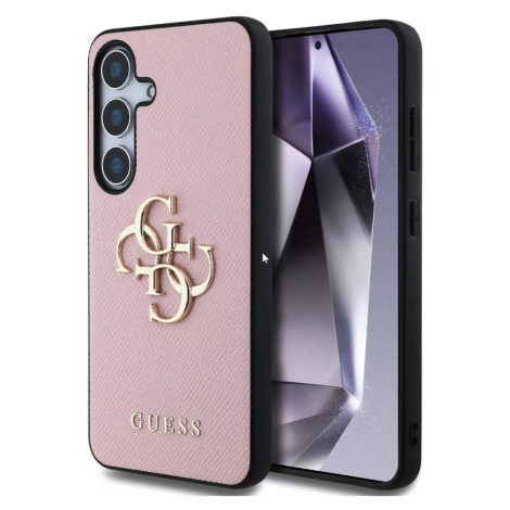 Guess PU Grained 4G Metal Logo Zadní Kryt pro Samsung Galaxy S25 Pink