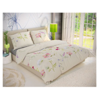 Kvalitex Klasické ložní bavlněné povlečení DELUX BOTANICA smetanová 1+2, 200x200, 70x90cm