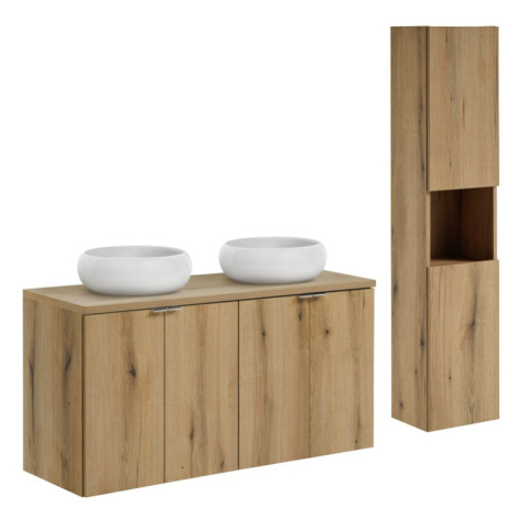 Comad Koupelnová sestava Nova Oak s deskou, umyvadly a skříňkami 120 cm dub evoke